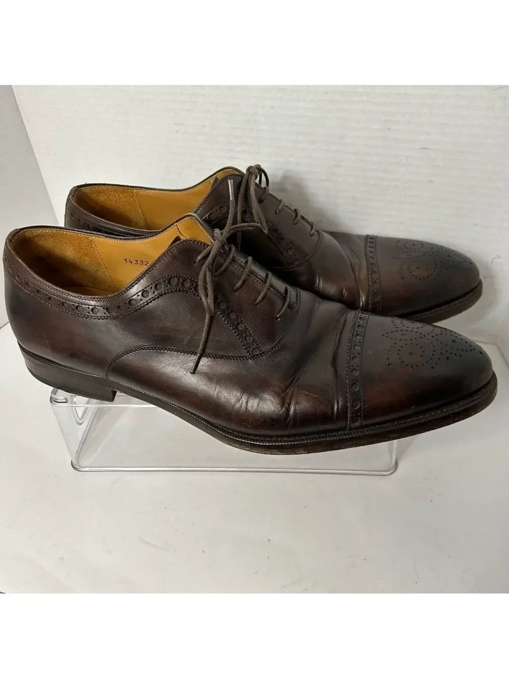Magnanni Men’s Shoes 14M Brogue Leather Dark Brown Dress Office Business Spain